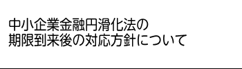 中小企業金融円滑化法の期限到来後の対応方針について